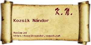 Kozsik Nándor névjegykártya