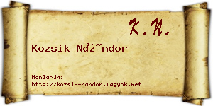 Kozsik Nándor névjegykártya